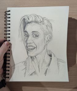 A pencil drawing of Bec Hill