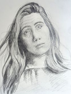 A pencil drawing of Dodie