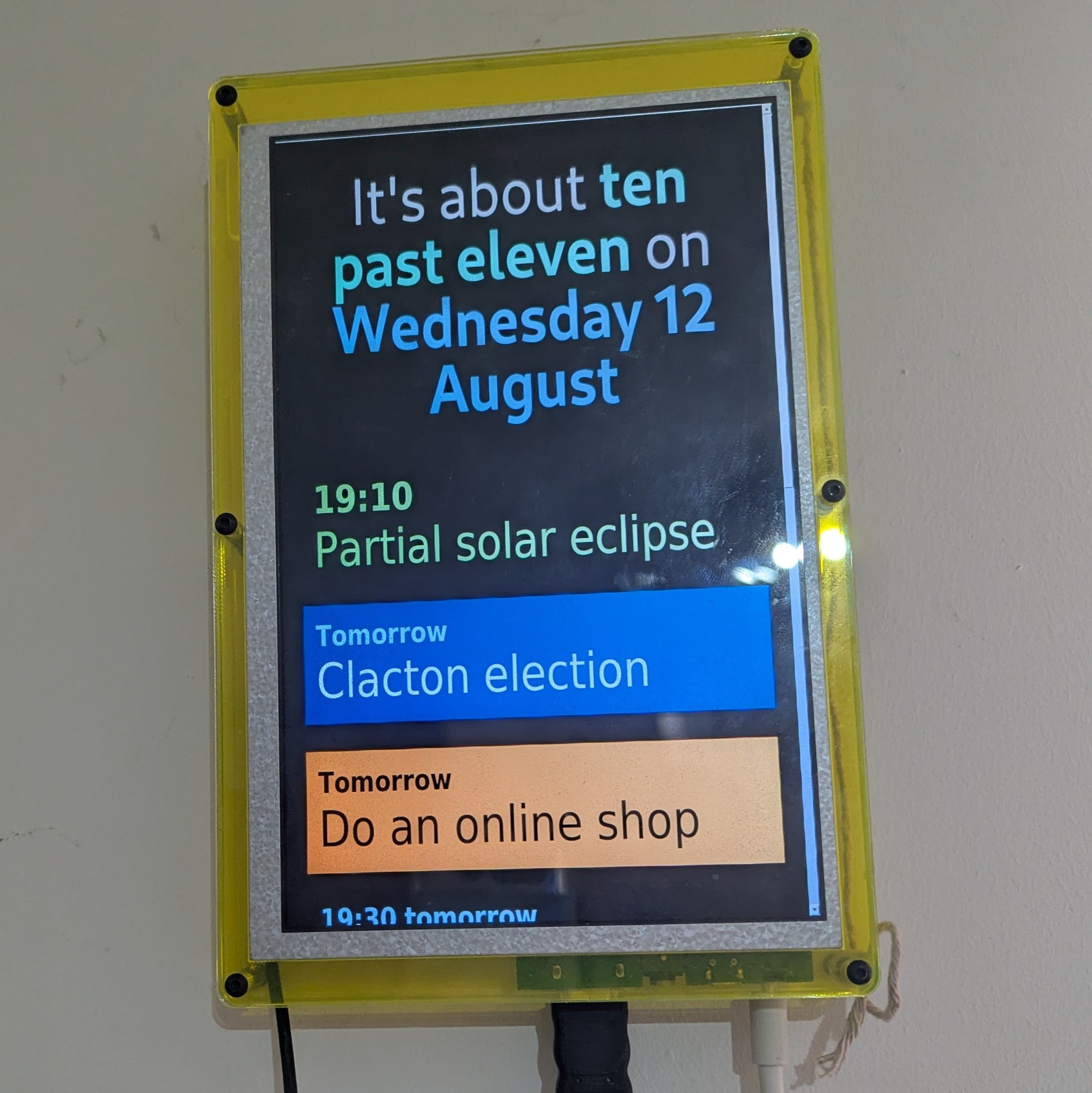 A photo of the screen