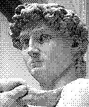 A Bayer dithered picture of Michaelangelo's David