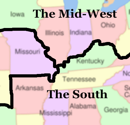 midwestern and southern usa map